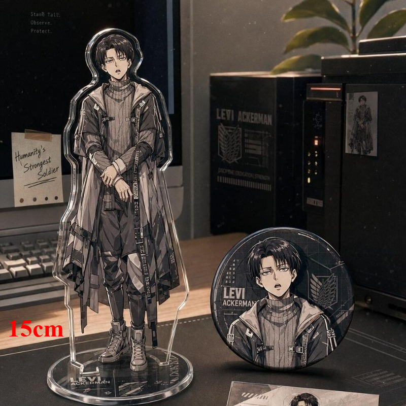 Windbreaker Anime Merchandise - リヴァイ・アッカーマン アクリルスタンドフィギュアバッジセット 進撃の巨人 アニメ周辺グッズ クリエイティブワークウェア ウィンドブレーカー