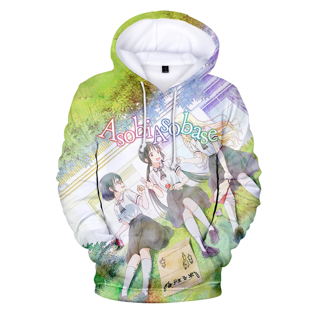 Anime Merch Hoodie - Asobi asobase-フード付きスウェットシャツ,ユニークなプルオーバー,原宿,ファッショナブル,アニメ服
