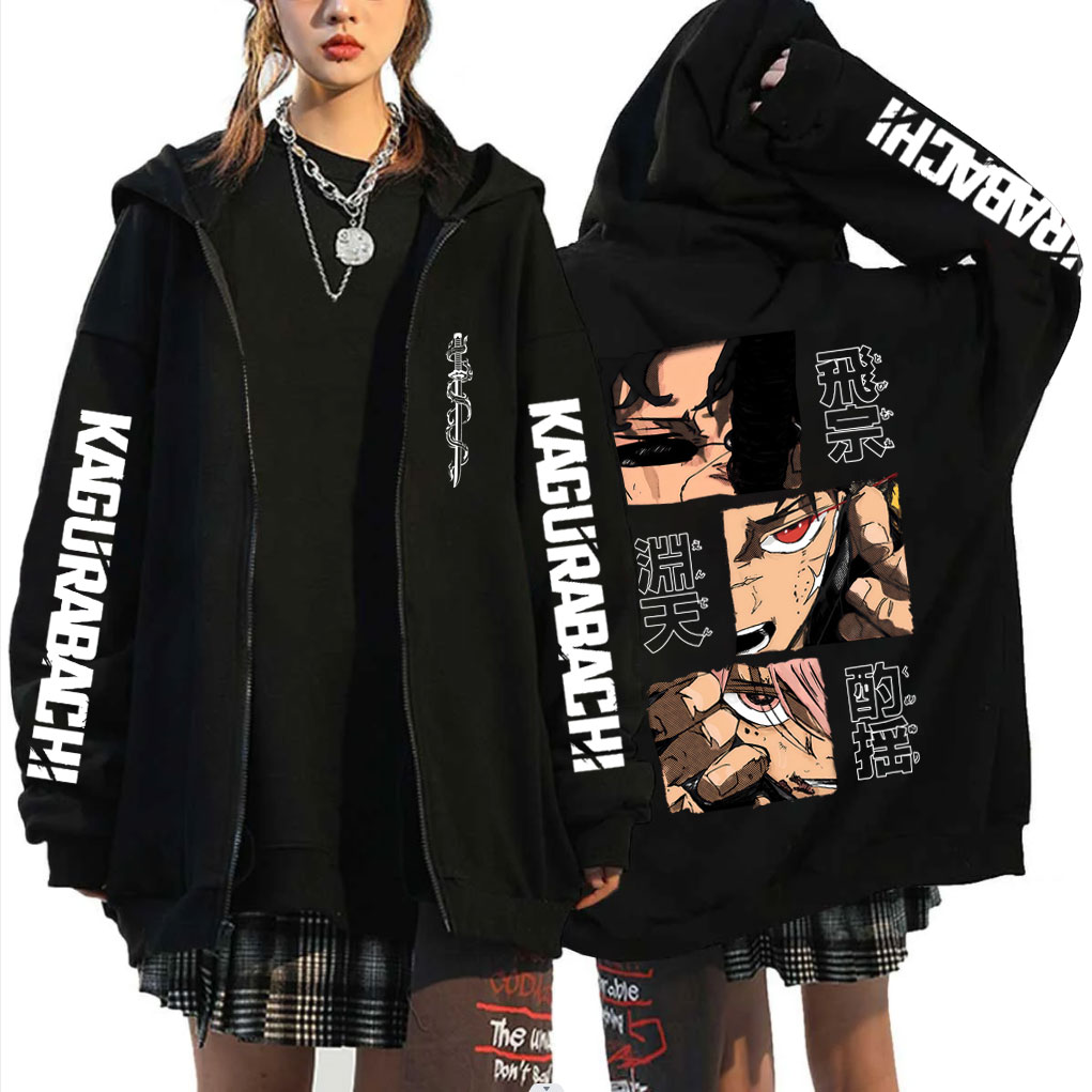 日本アニメカグラバチちひろ洛下馬 Merch ジッパーパーカ - Anime Merch Hoodie のレビューと価格