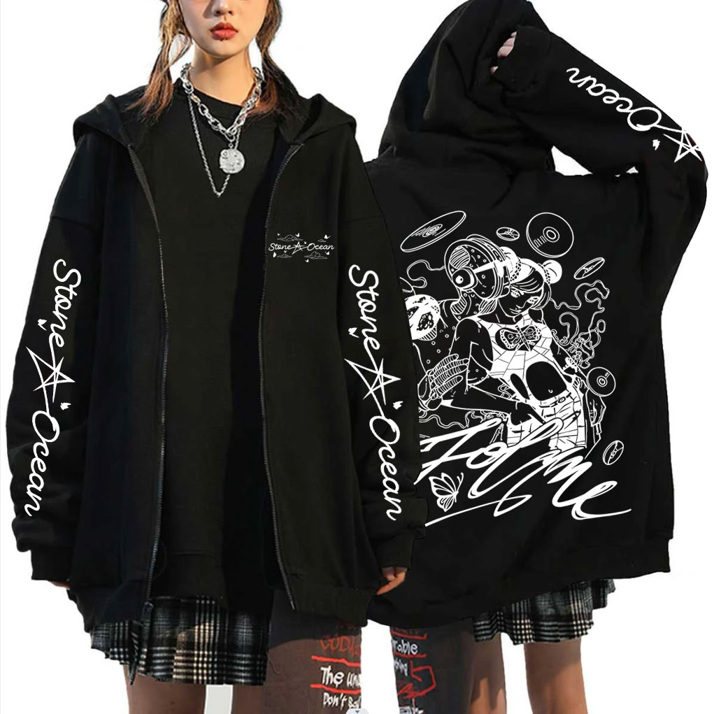 アニメジョジョの奇妙な冒険徐倫クジョグッズジッパーパーカー男 - Anime Merch Hoodie のレビューと価格